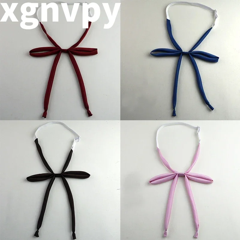 Xgnvpy หูกระต่ายผูกโบว์ลำลองสำหรับผู้หญิงเครื่องแบบคอปกโบว์หลากสีสำหรับผู้ใหญ่ผูกโบว์เนคไทเสื้อเชิ้ตคอหูกระต่ายสำหรับเด็ก