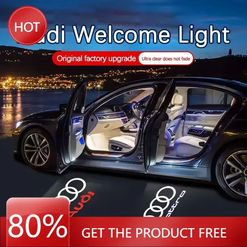 2025 2 قطعة باب السيارة ترحيب ضوء LED عالية الوضوح شعار الإسقاط لأودي A1 A3 A4 A5 A6 B5 B6 B7 B85 C6 C7 A7 A8 Q3 Q5 Q7 T