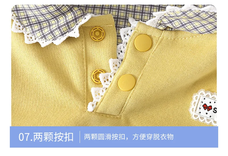 2026 Neuer Herbst-Kinder-Polo-Sweatshirt für Mädchen, Süßer Spitzen-Karomuster-Kragen, Langarm-Pullover-Oberteil, Kinderkleidung – Detail 13