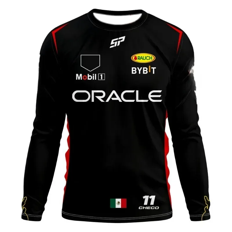Equipo de F1 manga corta، camiseta suelta masculina souper grande، new ropa de piloto number 11 del Equipo rojo checo 2025