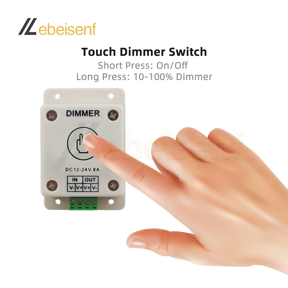 LED Dimming Switch DC 12V 24V 8A 1 Channel Knob Dimmer Touch Controller / PIR Motion Sensor On/Off for Single Color Strip Lights