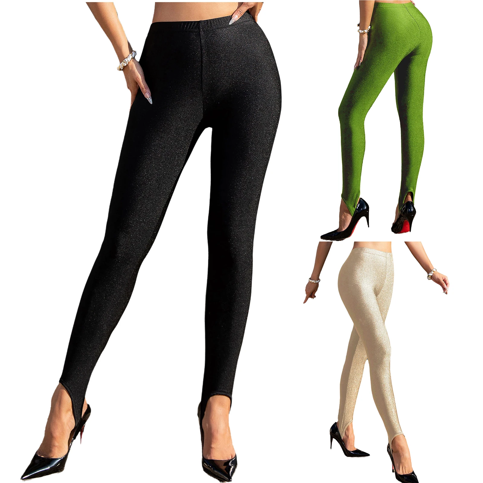 المرأة متلألئ الركاب السراويل السراويل الطويلة مرونة عالية الخصر نحيل الجوارب طماق السراويل اليوغا ملابس رياضية لامعة كلوبوير