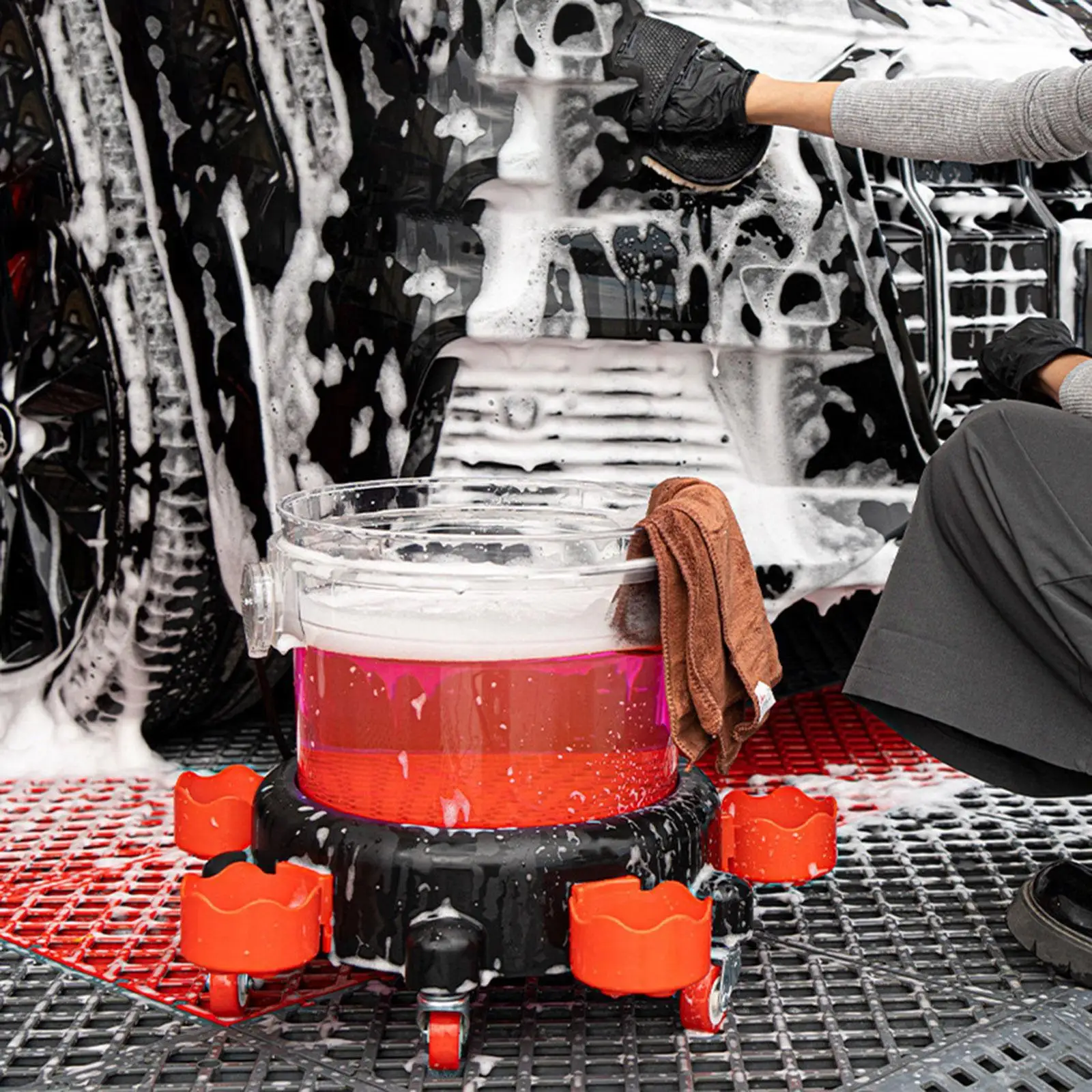 

Ведро для мойки автомобиля с подвижным набором тележек, прозрачное ведро 15 л, легкое портативное ведро