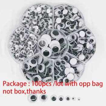 100Ps Kendinden Yapışkanlı Wiggly Pörtlek Bebek Gözü Hareketli Simülasyon Karikatür Hayvan Göz Küresi DIY Anaokulu Çocuk Zanaat Malzemeleri