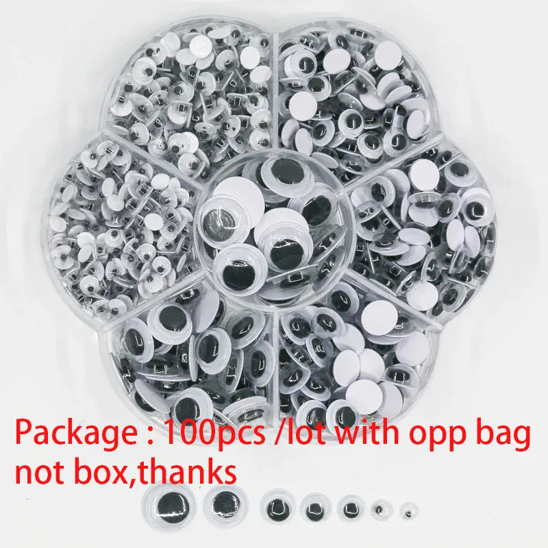 100Ps samoprzylepne Wiggly Googly lalka oko ruchome symulacja Cartoon zwierząt gałka oczna DIY przedszkole dzieci zapasy rzemieślnicze