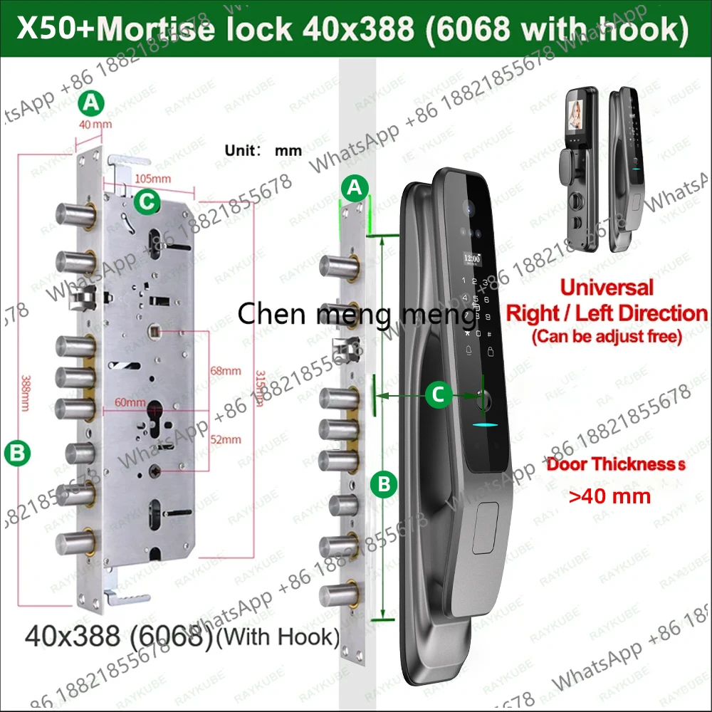 新型X50 Tuya WiFi 3D顔認証デジタル指紋ドアロ - Video Door Lock With Camera Peephole のレビューと価格