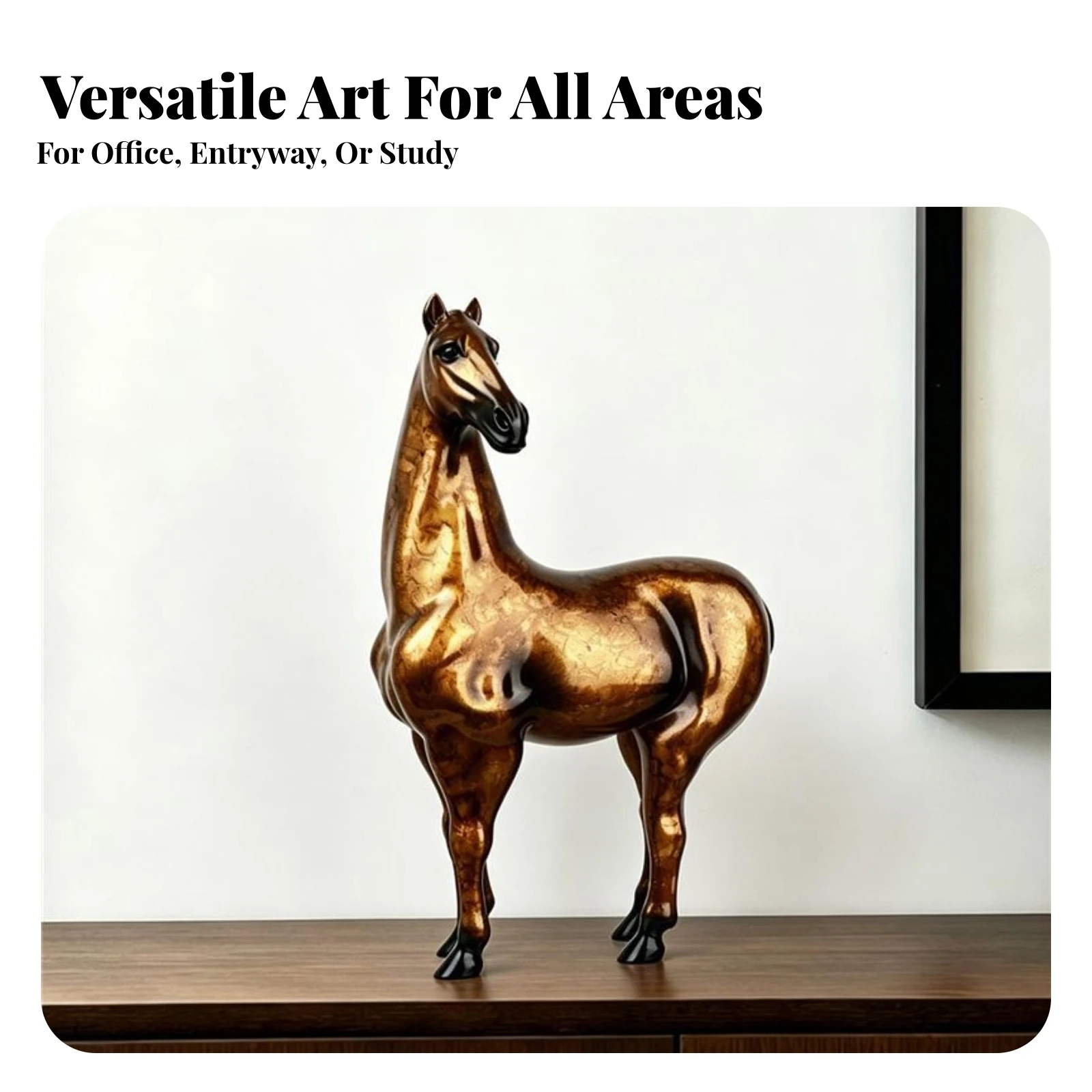 Long Legs Home Decoration Hand Finished Marbled Resin Horse Sculpture Standing Horse Figurine