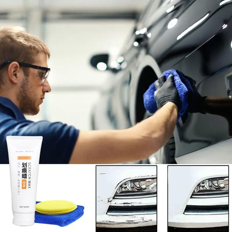 

Car Wax Polish Scratch Remover Scratch Remover Compound Polish 100ml Rubbing Compound For Cars With Cloth And Sponge Repair