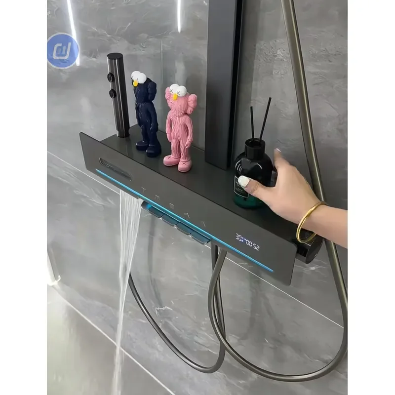 Hotel-Grade Chrome LED Thermostatic Shower System Single-Handle Bath Shower Faucets Soft Rain Massage Jet Made Ceramic view 2