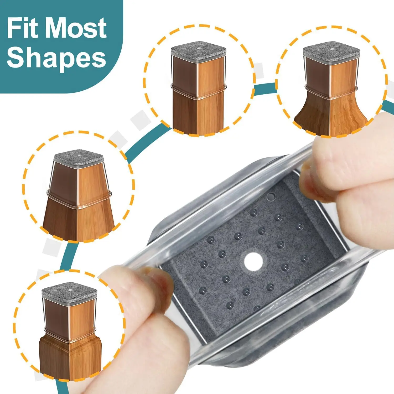 16Pcs Chair Leg Floor Protectors Square, Silicone Felt Furniture Leg Pads Caps Covers for Hardwood Floors