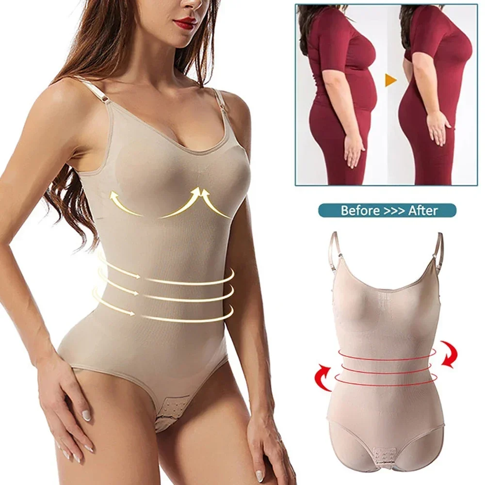 XQQMXX 1Pcs Shapewear Waist Trainer Bodysuits Women Clothing Tummy Control Seamless Full Body Shaper Square Neck Jumpsuits Top