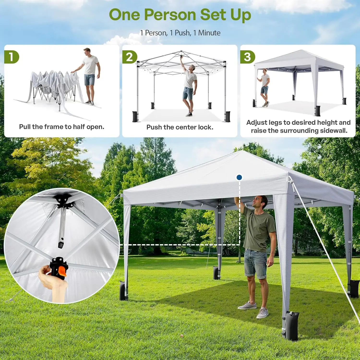 10x10 Pop Up Canopy with Sidewalls, Outdoor Instant Canopy Tent with Carry Bag for Commercial Events