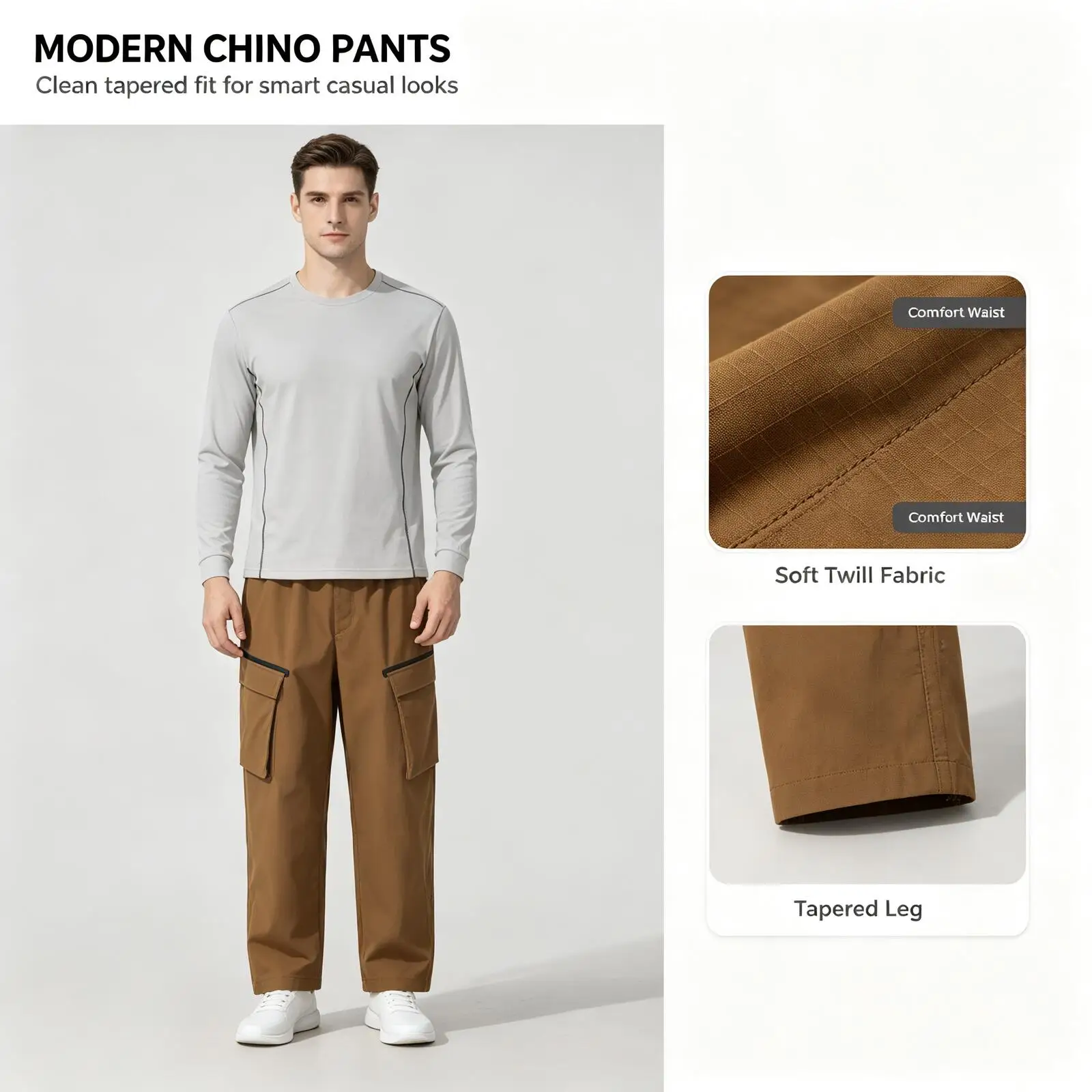 Under Armour Men's Khaki Chino Pants, Slim Tapered Fit Twill Trousers, Casual Smart Pants for Office Travel Daily Streetwear