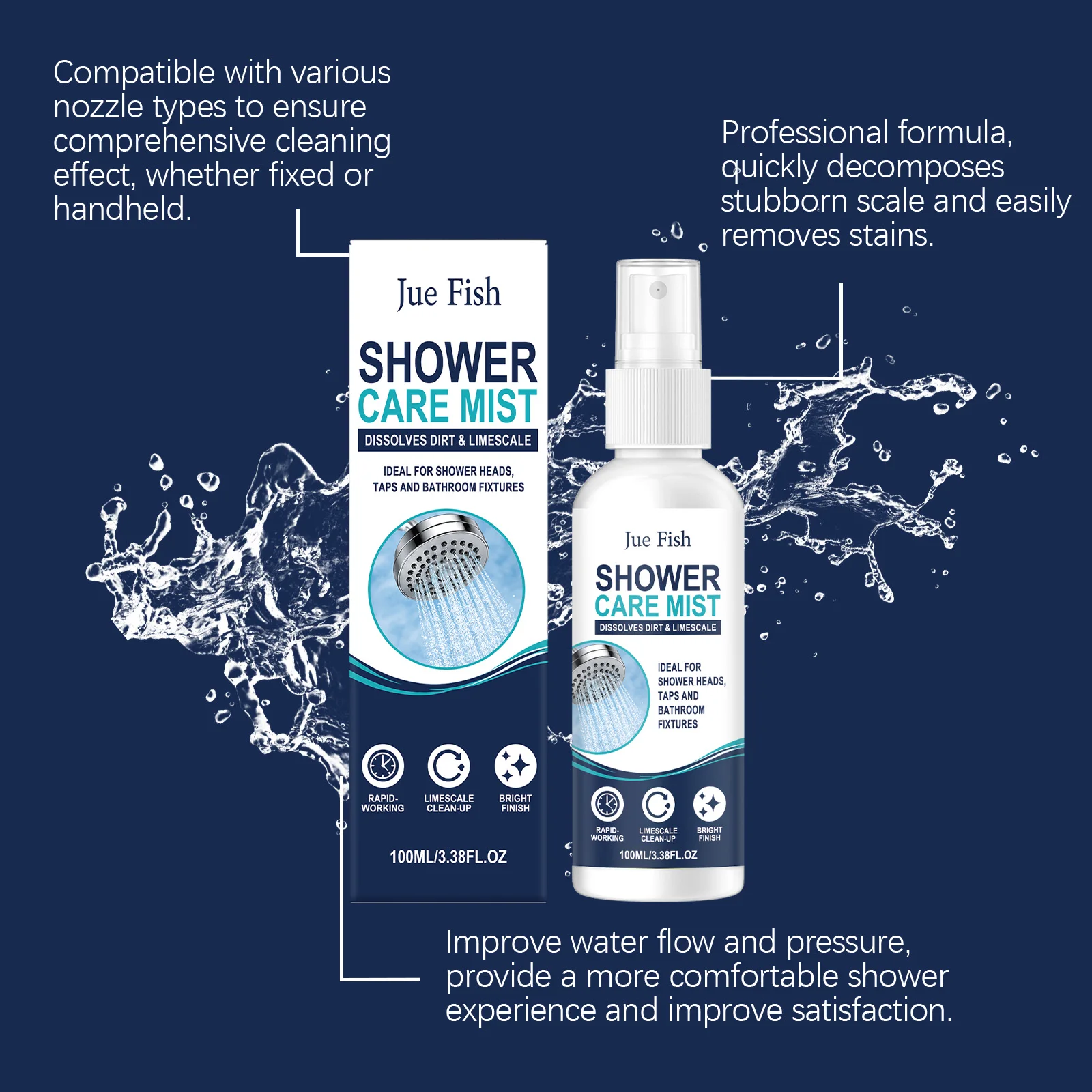 100ML Shower Cleaner Spray Multipurpose Bathroom Cleaning Stains Dissolve Stubborn Dirts Descaling Brightening Shower Remover