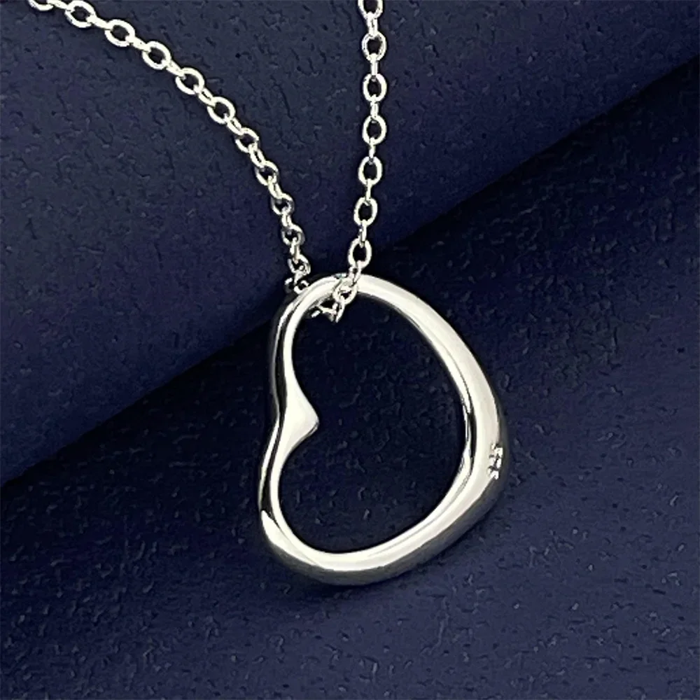 

925 Sterling Silver Love Pendant Necklace, Simple Luxury Banquet Wedding Festival Birthday Jewelry Gift For Women Couple