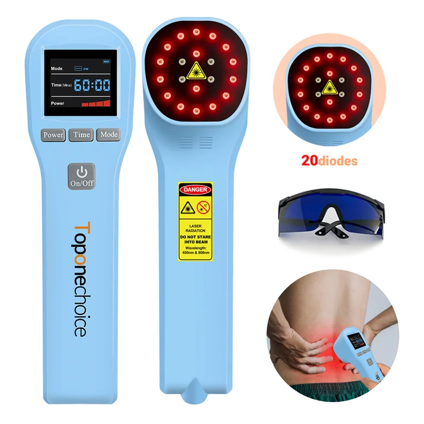 

880mW Professional Pain Relief Cold Laser Therapy Device 650nm+808nm Red Near Infrared Light Treatment for Humans Animals