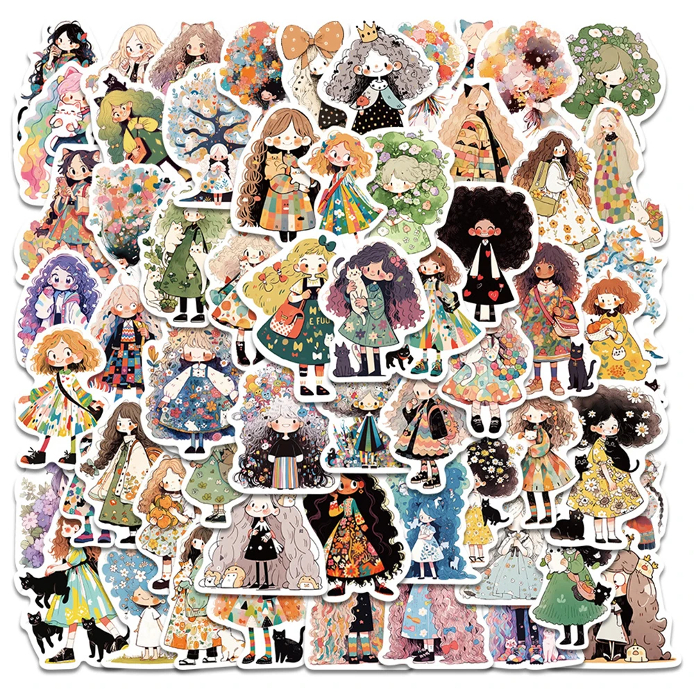 10/30/50 Stück Niedliche Cartoon-Mädchen Anime Kreative Aufkleber Ästhetische Graffiti-Sticker DIY Handy Skateboard Helm Kawaii Deko-Aufkleber