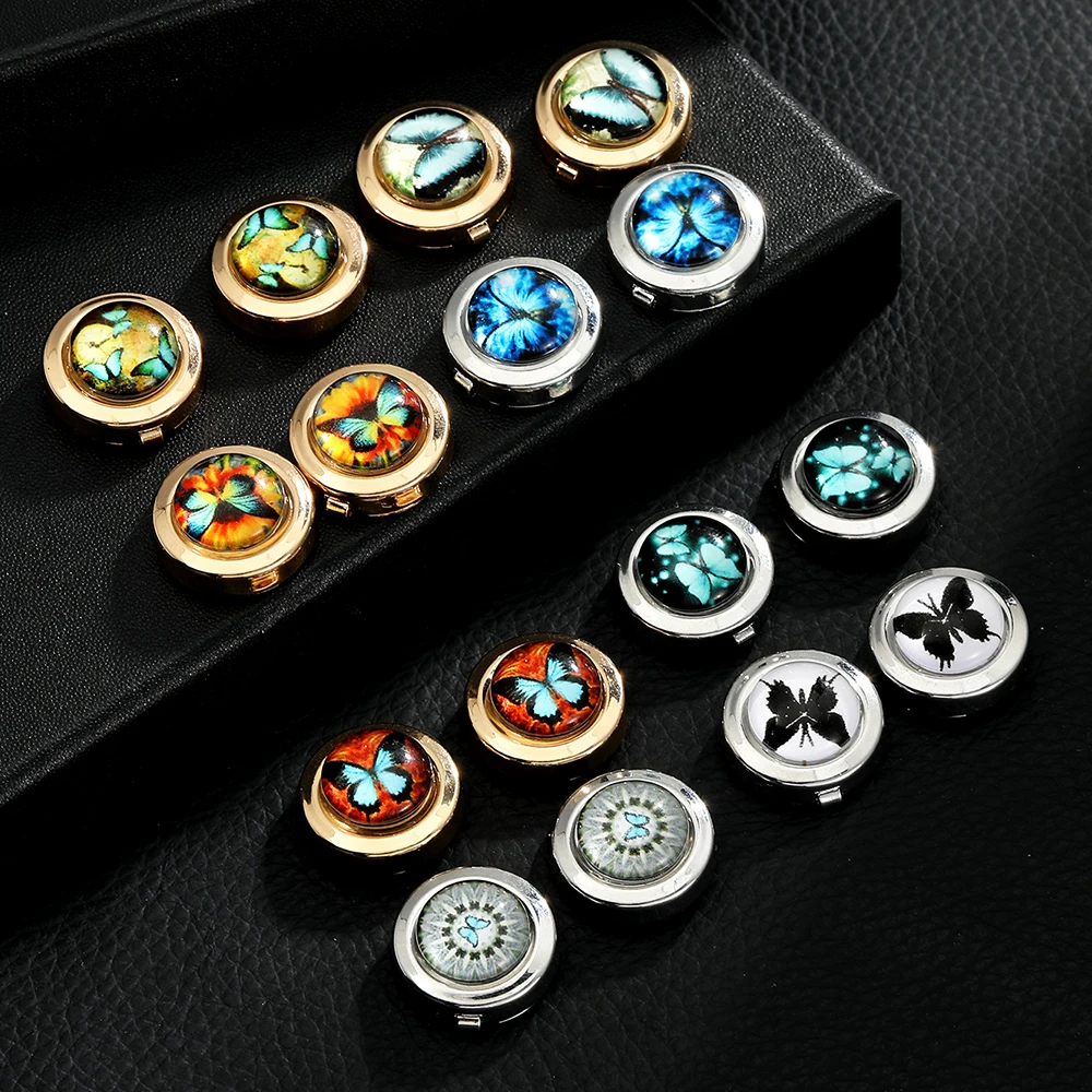 8 أنماط مضحك فراشة نمط غطاء أزرار المشبك الزجاج كابوشون أزرار أكمام صورة فنية #2