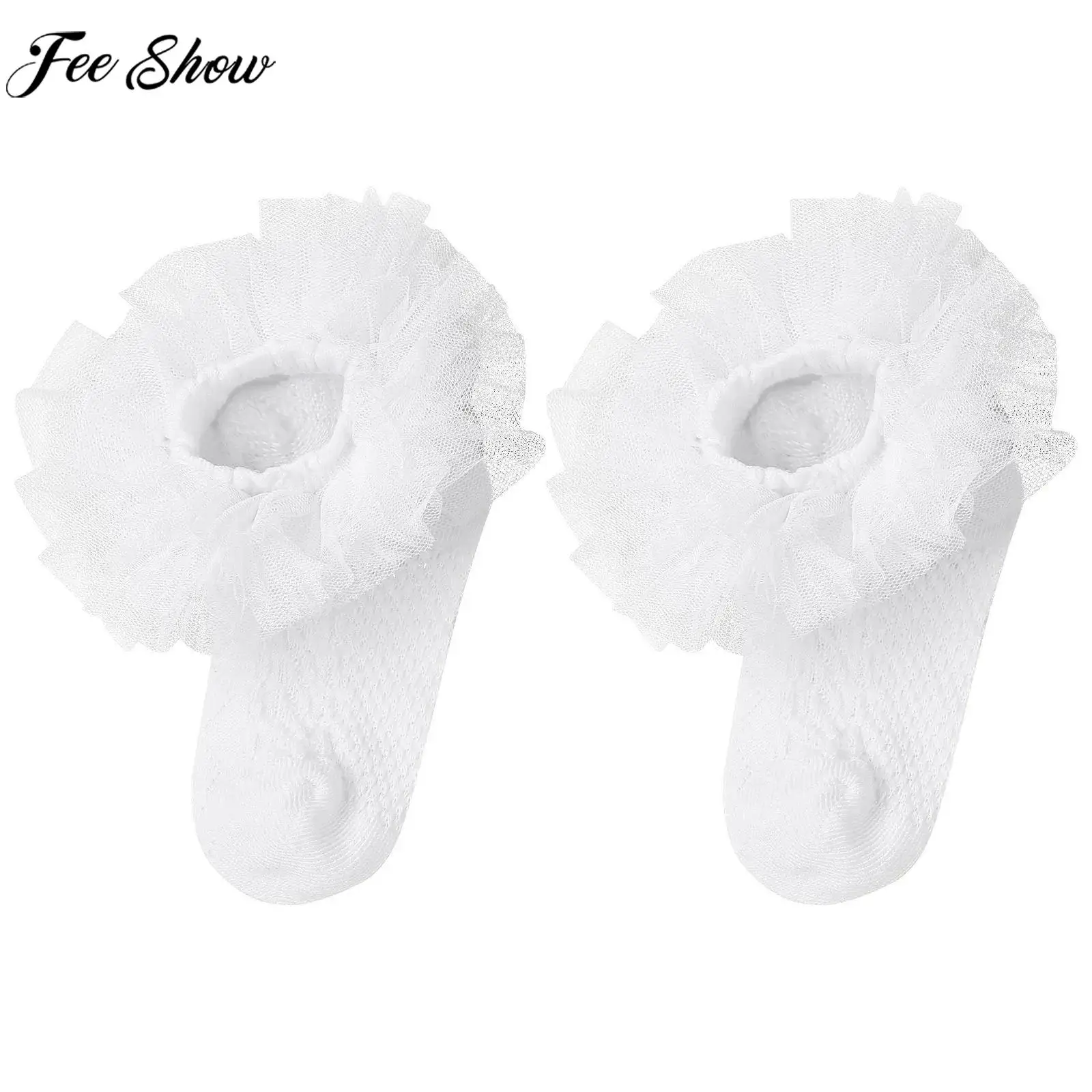 

Kids Baby Girls Elegant Princess Socks Layered Mesh Frilly Ruffle Socks for Ballet Dance Tutu Birthday Wedding Party Dress Daily