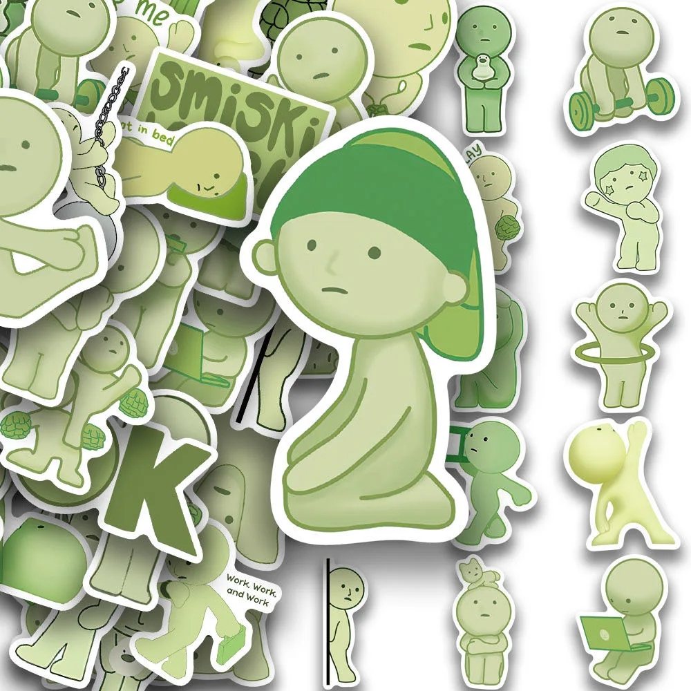 54Pcs Cute Smiski Stickers Smiski Hippers DIY Stickers Scrapbooking Phone Luggage Skateboard Waterproof Decals