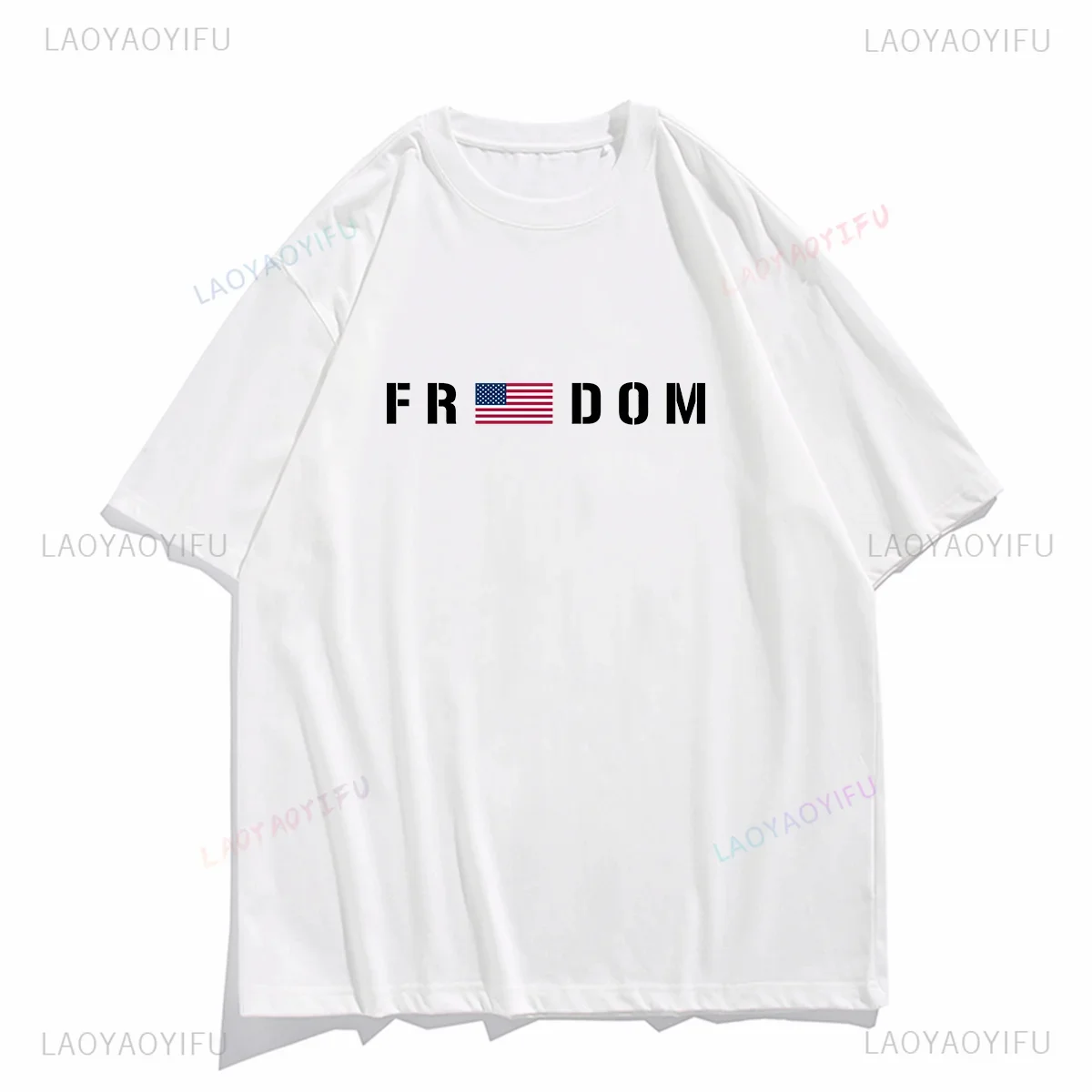 Vintage T Shirt Men Women Freedom American Print Casual Tops Summer O-neck Short-sleev Graphic T Shirts Breathable Cotton Tee