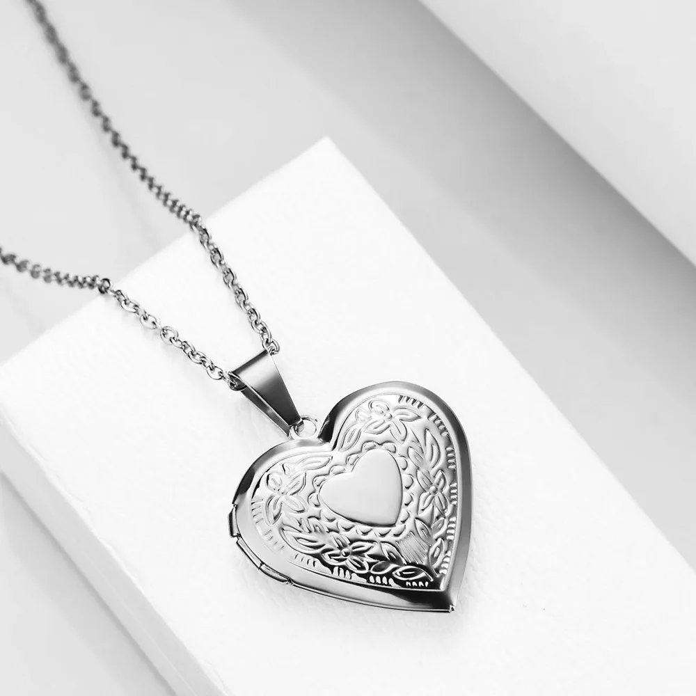 Offene Foto-Medaillon-Halskette aus Edelstahl für Damen, Anhänger zum Aufhängen von Bildern, Kette in Gold- oder Silberfarbe, Mädchen-Geburtstags-Schmuck – Detail 17