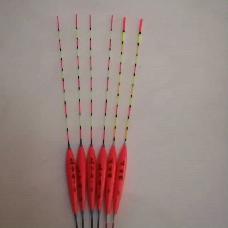 6pcs Random Color Bamboo Fiber Wood Carp Float Shallow Water Short Float Buoy Visible Thickened Tail Fish Float