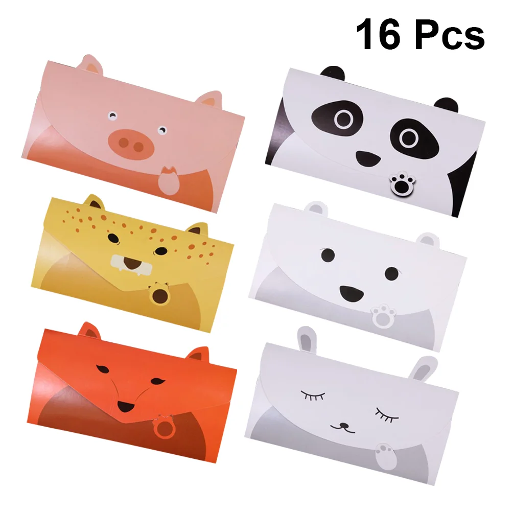 

16 PCS Envelope Child Cute Pet Animal Cards New Year Decorations Cartoon Envelopes