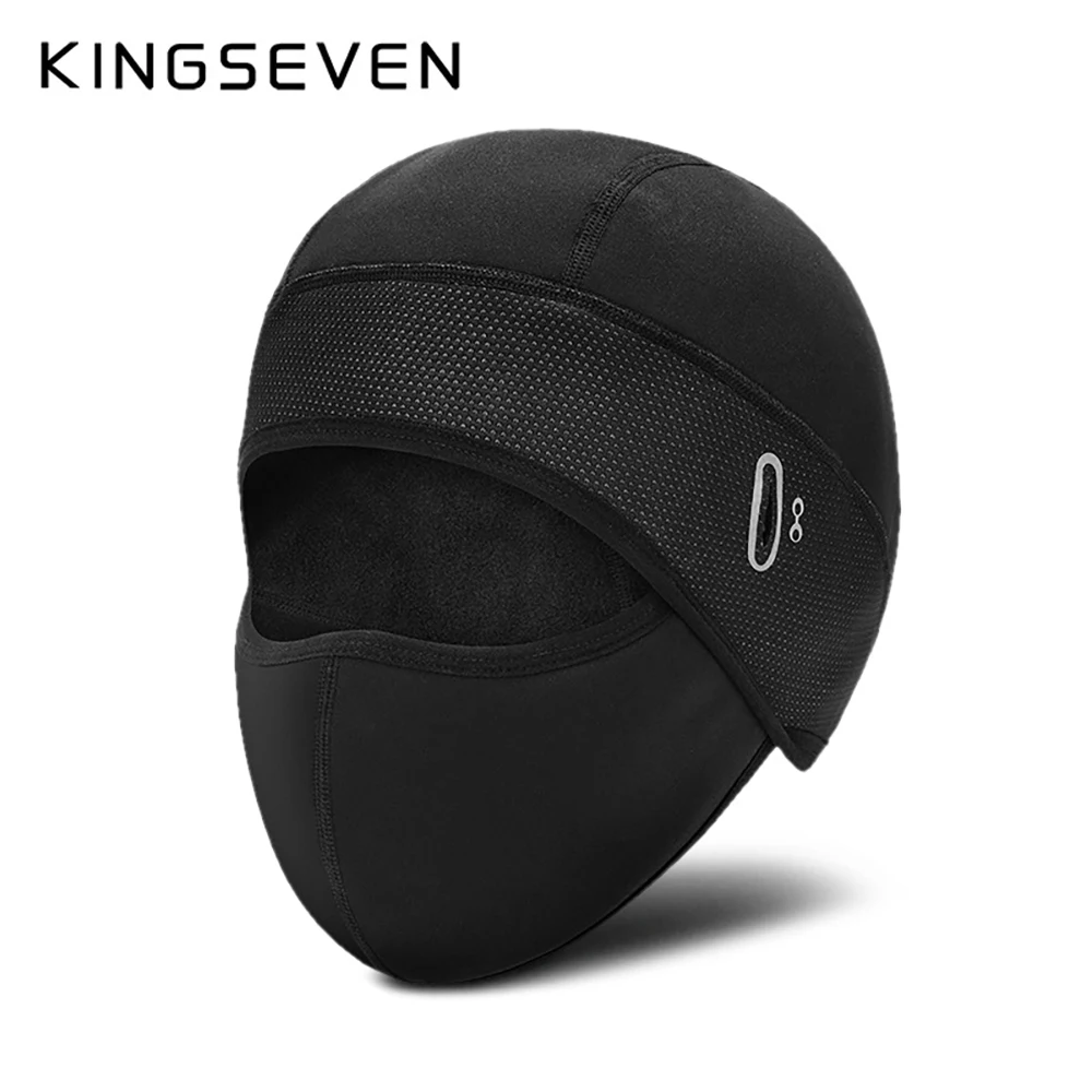 KINGSEVEN Cycling Caps Winter Windproof Bike Balaclava Cap Glasses Hole Sports Running Headwear Waterproof Riding Keep Warm Mask