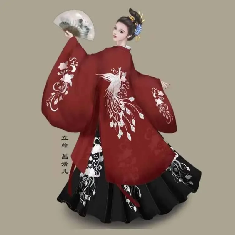 

Fit For 110kg Ladies Hanfu Dress Women Chinese Ancient Red Embroidered Cosplay Costume Oversized Hanfu Costume Plus Size 8XL