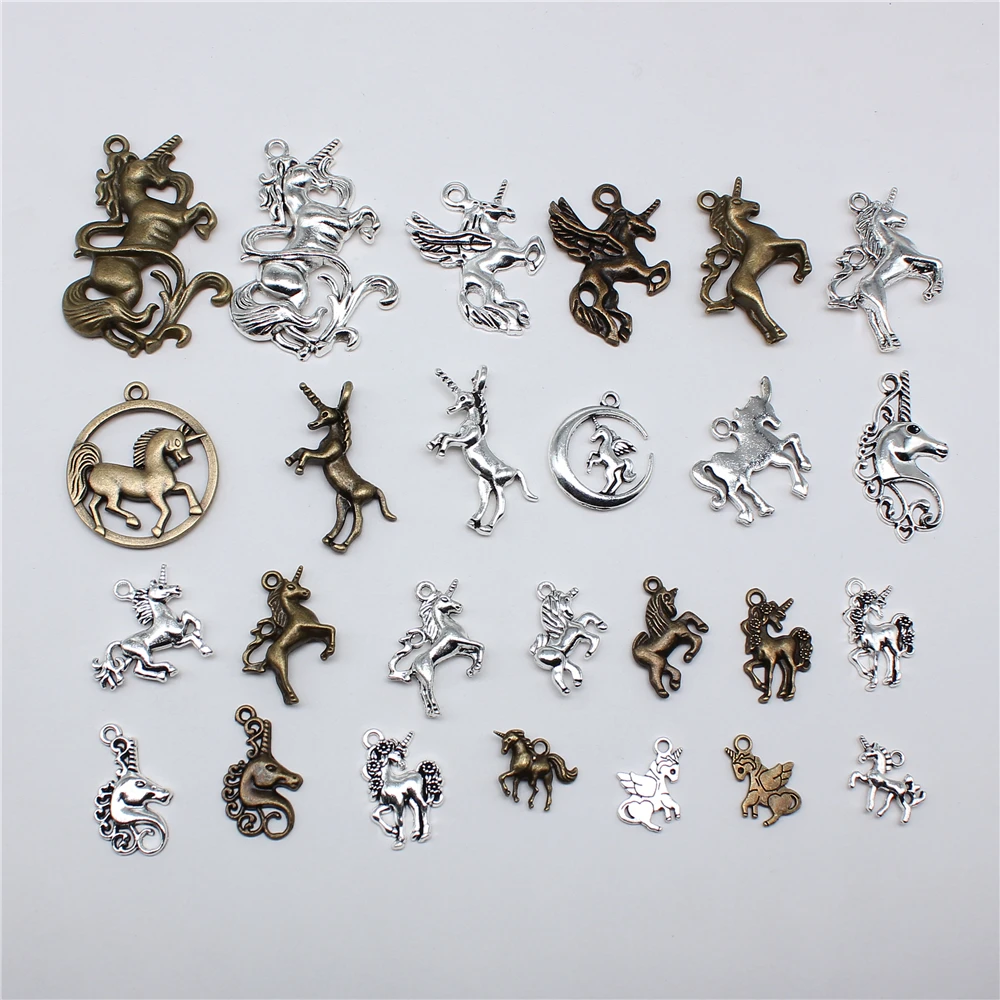10 sztuk Charms koń jednorożec tybetański brąz srebrny kolor wisiorki antyczne tworzenie biżuterii DIY rękodzieło