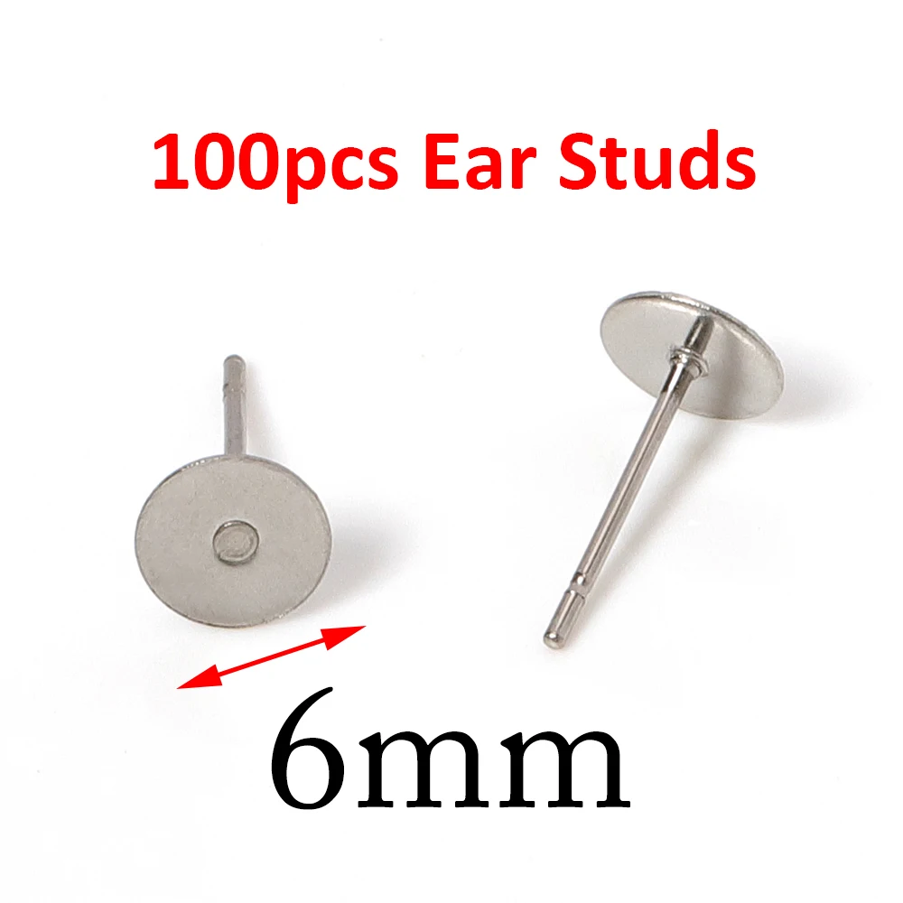 100 Stück Goldene Edelstahl-Ohrstecker 3-8mm mit Flachkopf, DIY Runde Ohrring-Rohlinge, Ohrstecker-Basen für Schmuckherstellung, Ohrring-Verschlüsse