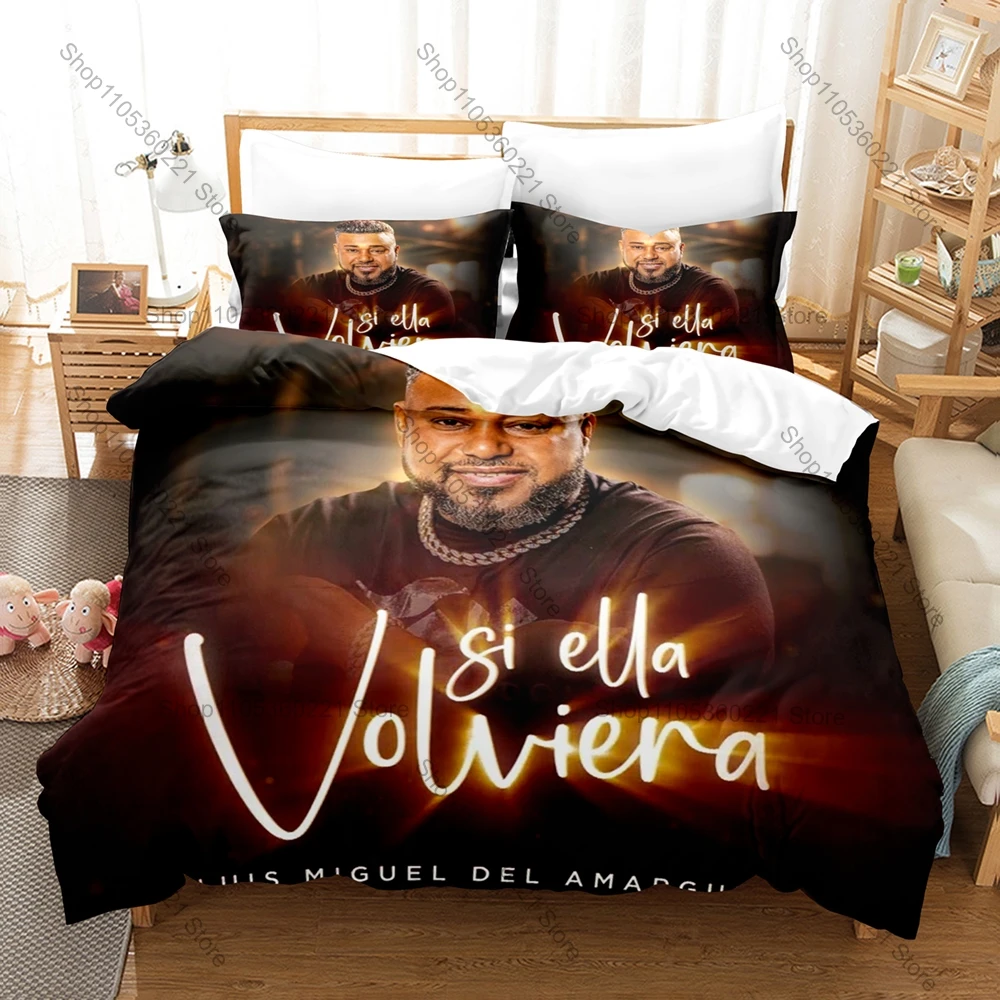 Juego de Ropa de Cama con Diseño de Collage de Fotos del Artista Dominicano de Bachata Luis Miguel Del Amargue, con Funda de Edredón y 2 Fundas de Almohada
