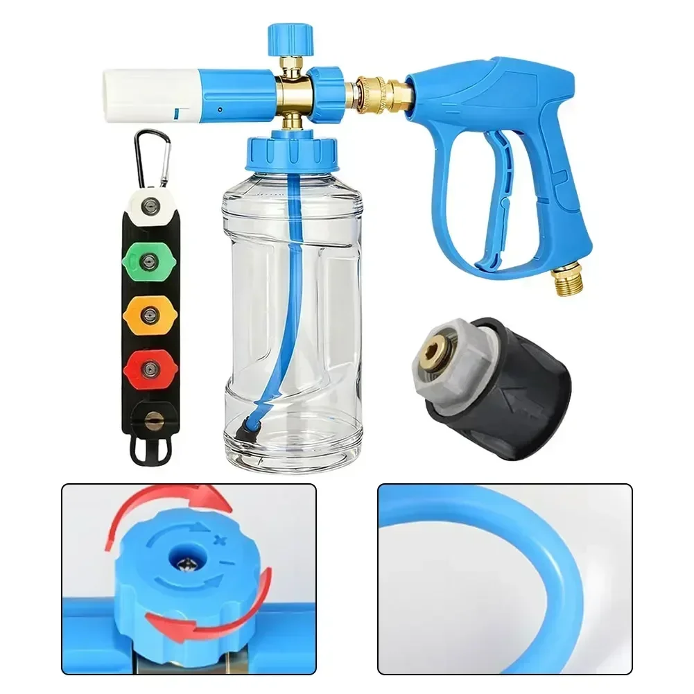 For Pressure Washer Foam Pot Kit with 5 Nozzles for Customized Foam Concentration Suitable for Car Washing Window Cleaning