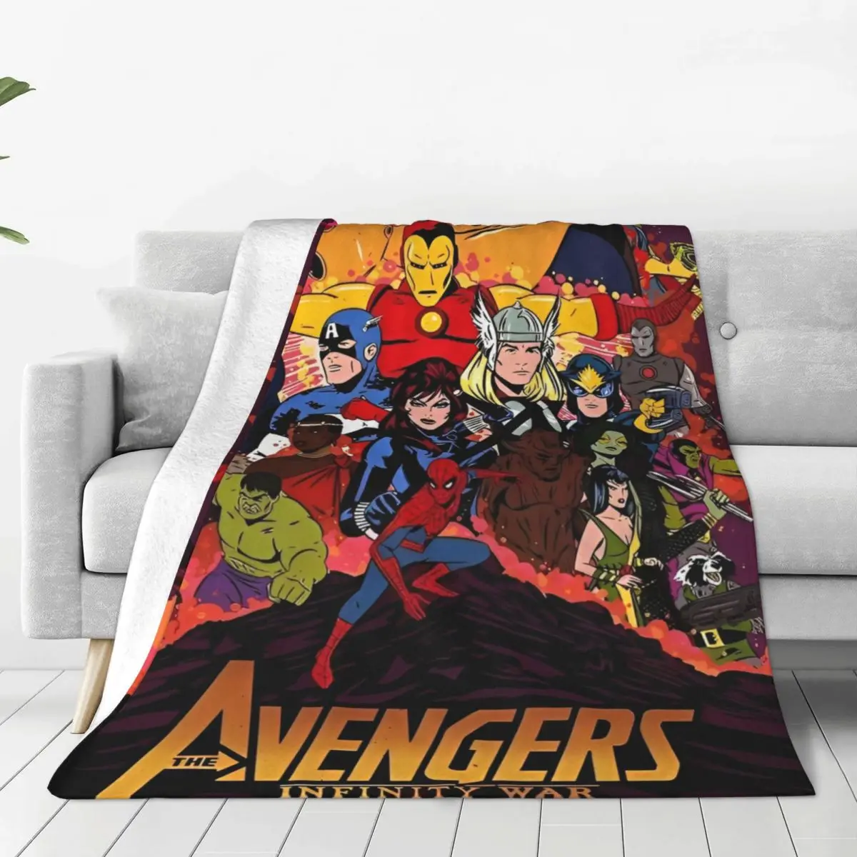 Avengers Marvel Assemble Flannel Blanket   for Couch Chair Airplane Travel Novelty Bedspread Sofa Bed Cover