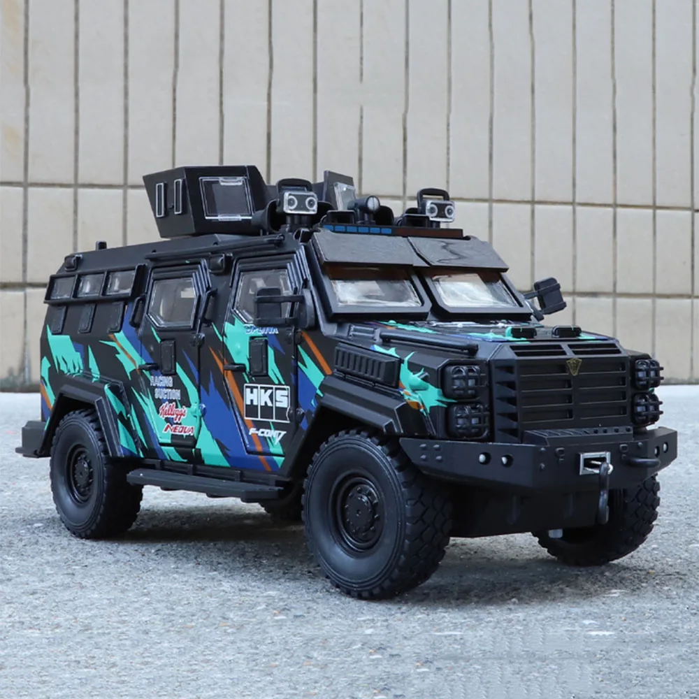 

1:24 Sabertooth Explosion Proof Vehices Alloy Diecast Police Car Model Toy Four-wheel Suspension Sound Ligth Cars Boyfriend Gift