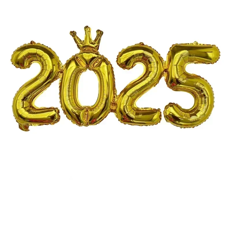 2025 Crown Number Foil Balloons Happy New Year Eve Party Decoration Photo Booth Props Supplies Christmas Home Decor Navidad 2025