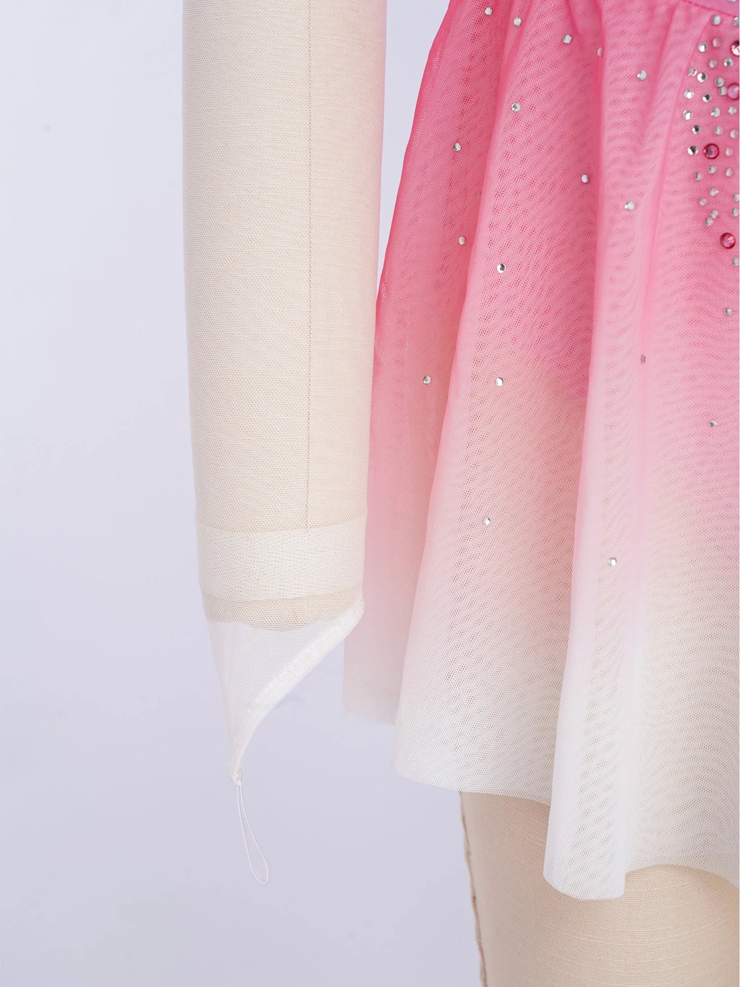 Vestido de patinaje artístico para niñas, traje de baile de Ballet para gimnasia, acrobacias, apliques de diamantes de imitación brillantes, vestidos de leotardo de malla transparente