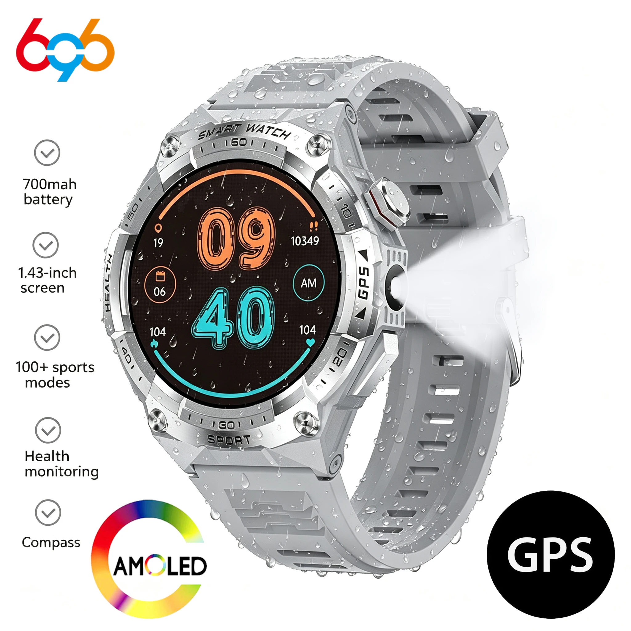 

Смарт-часы 2026 с AMOLED-экраном, GPS, компасом, Bluetooth-вызовами, для мужчин, спортивные, уличные, с измерением пульса, водонепроницаемые, для здоровья