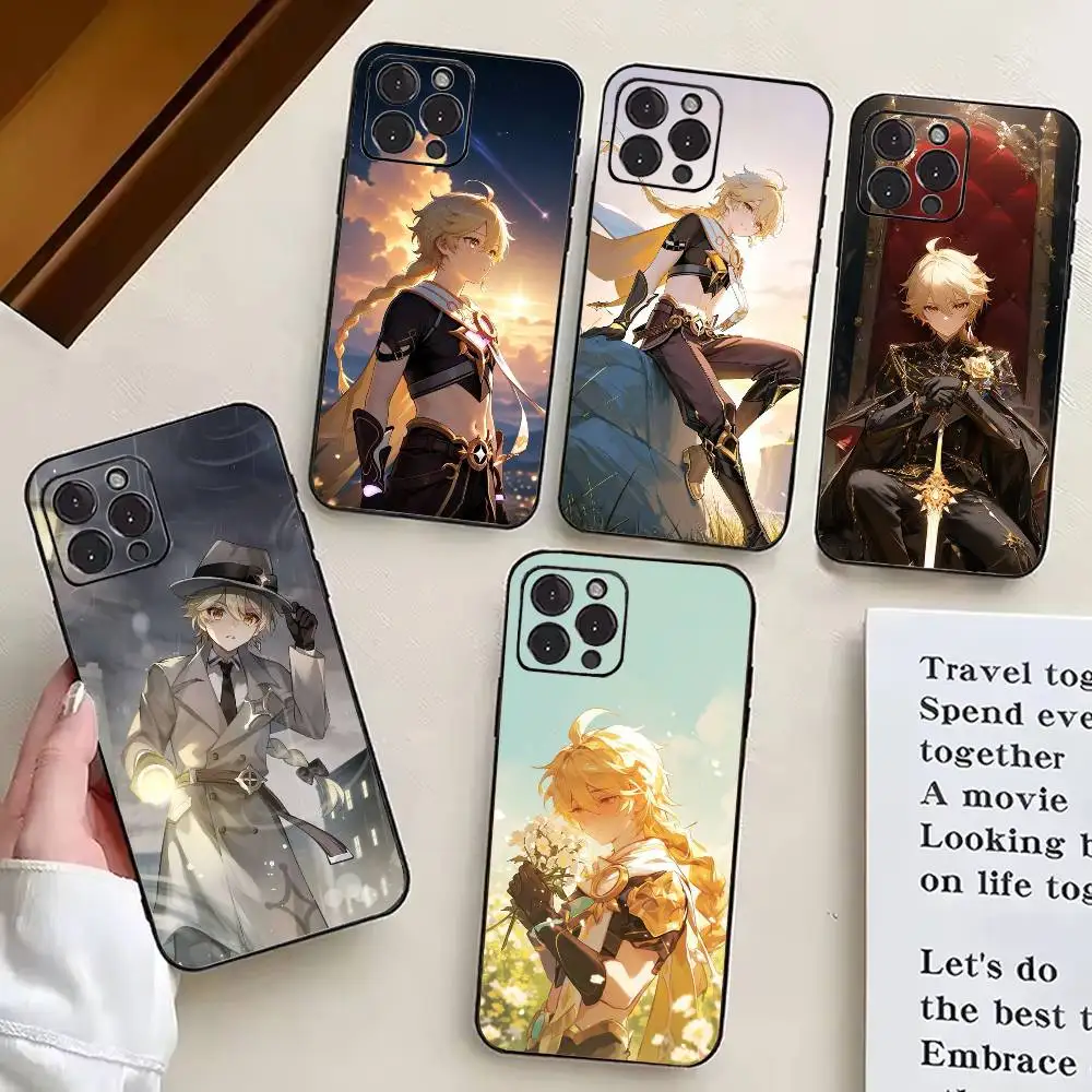 

G-Genshin I-Impact A-Aether GIA Phone Case For iPhone 17, 16,15,14,13,12,11 Plus,Pro Max, Others Soft Black Cover