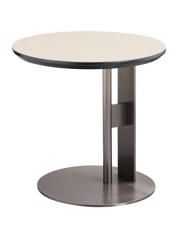 

Minimalist round Side Table Saddle Leather Advanced Creative Side Table Modern Minimalist