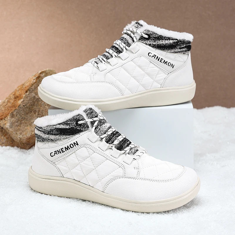 

Зимняя мужская прогулочная обувь, теплые повседневные зимние ботильоны на флисовой подкладке, удобная мужская прогулочная обувь на шнуровке, нескользящие рабочие ботинки