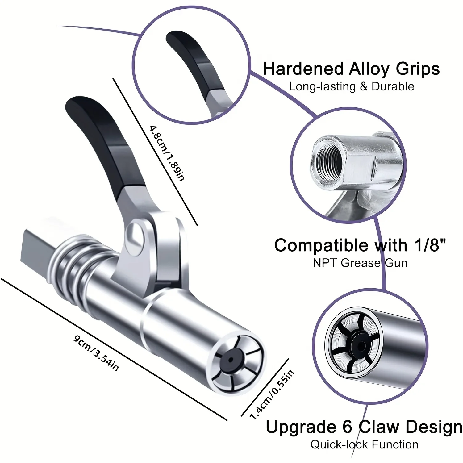 ملحق مسدس الشحوم - موزع إبرة، 2 فوهة إبرة، 90 °   محول مقرنة الشحوم، مقرنة، خرطوم 12 بوصة، منظف تركيب زيرك