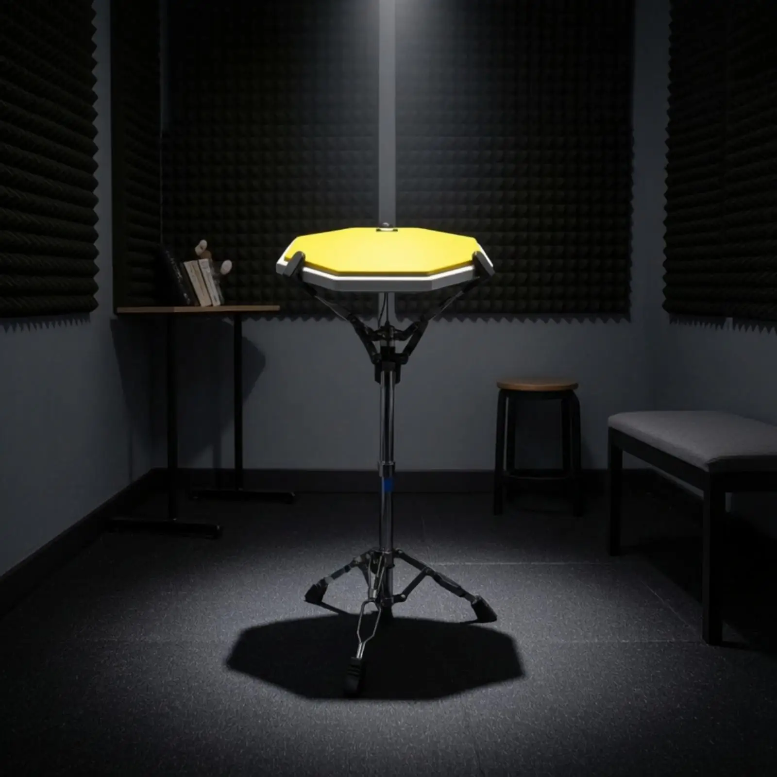 Adjustable Practice Drum Pad Stand Set with Realistic Feel Raised Rim for Acoustic Drumming Techniques and Rhythm Work