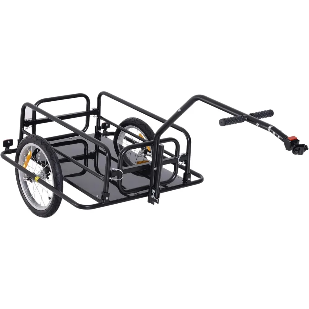 

Bike Trailer Heavy-Duty for Hauling with Universal Hitch and 16" Wheels, Foldable and Compact Storage, Black