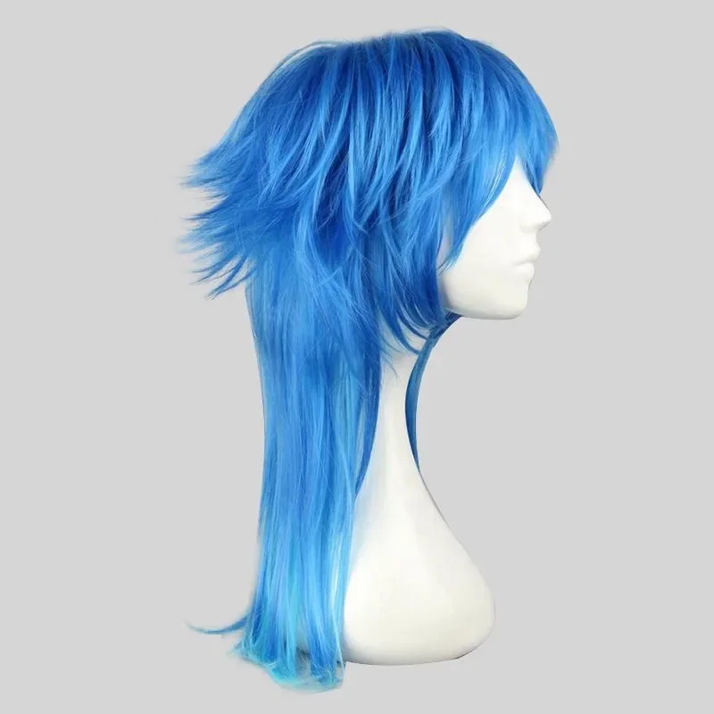 DMMD Aoba Cosplay Wig With Bangs For Dramatical Murder Clear Costume Long Blue Gradient Synthetic Anime Bluey Wigs Curly