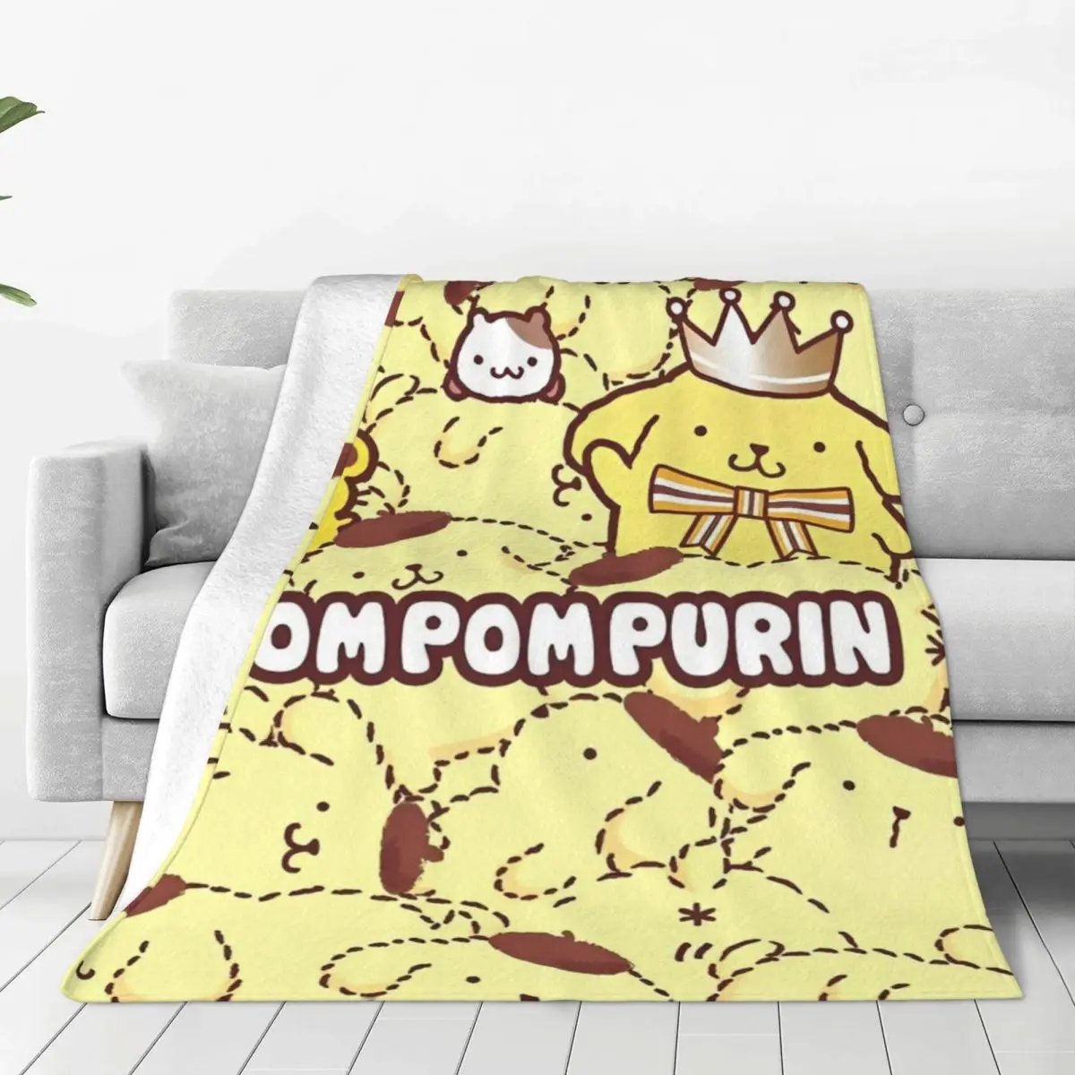 Pom Pom Purin Sanrio Blanket Decorative Flannel Throw Blanket For Couch Bed Soft Custom DIY Quality Bedspread Gift