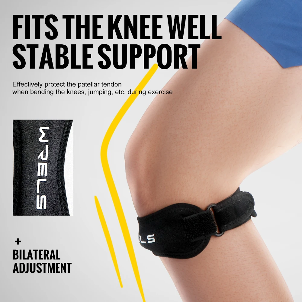 WRELS Sports Patella Strap Knee Brace Support Professional Basketball Adjustable Compression Thick Patellar Tendon Support Strap