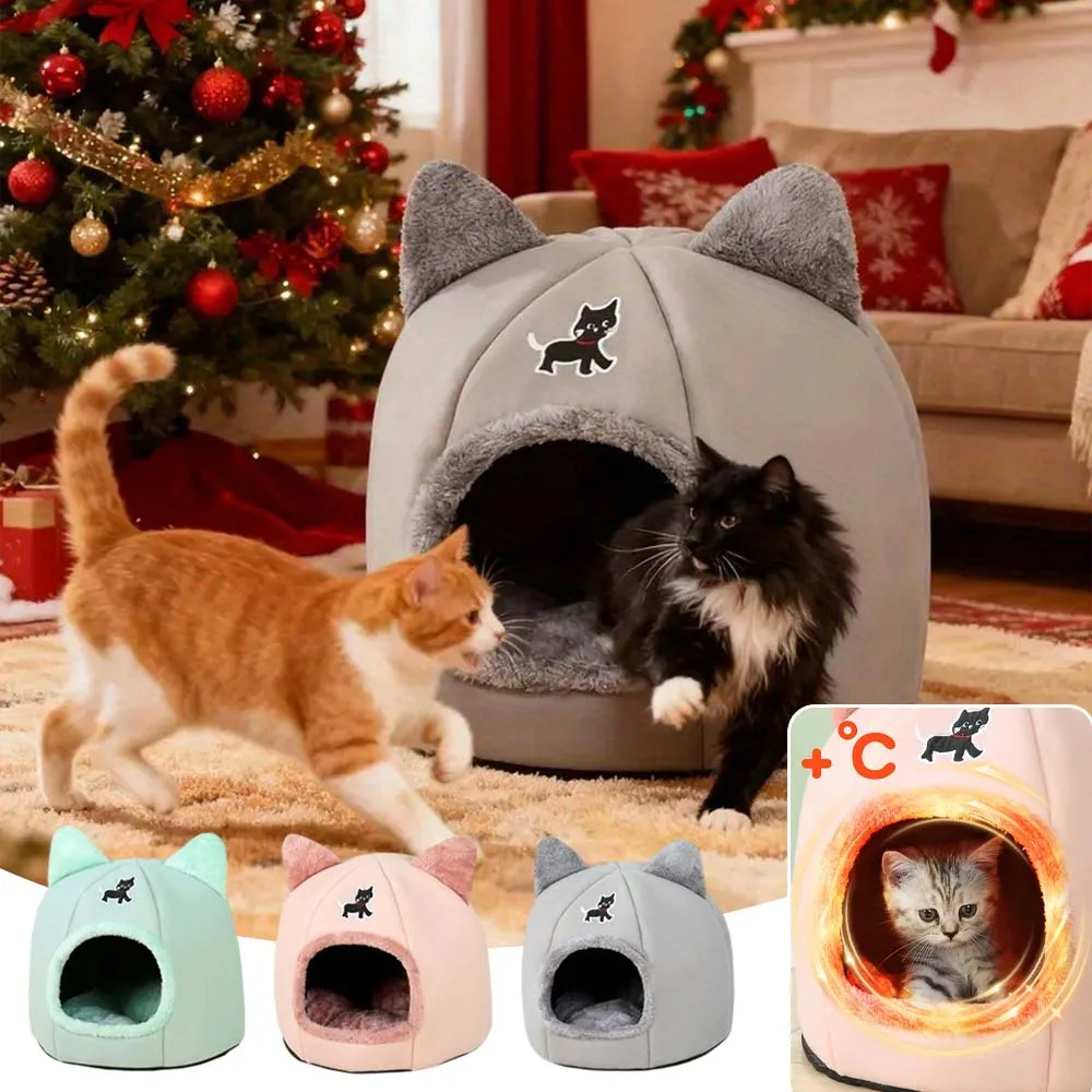 

1PC S/L Cat Villa Bed for Winter Plush Warm Pet House Anti-Slip Removable Liner Pad Semi-Closed Design for Puppy Rabbit 고양이 겨울집