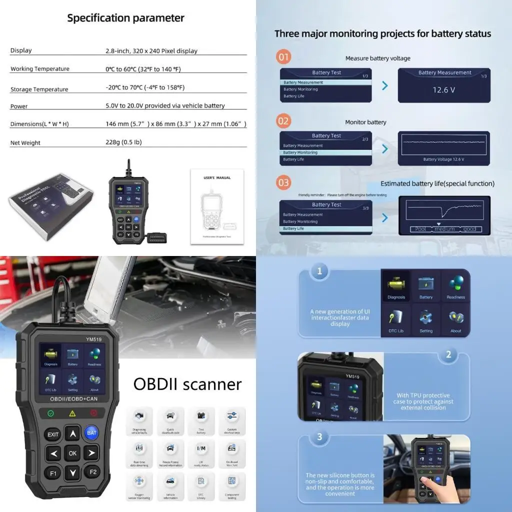

Тестер батареи батареи OBD2 для CAR 2.8 -дюймовый цвет экрана CODE REDER CLEAR CODE DINGATE CODE AUTO DIAGINASTIC SCAN TOOL X37F